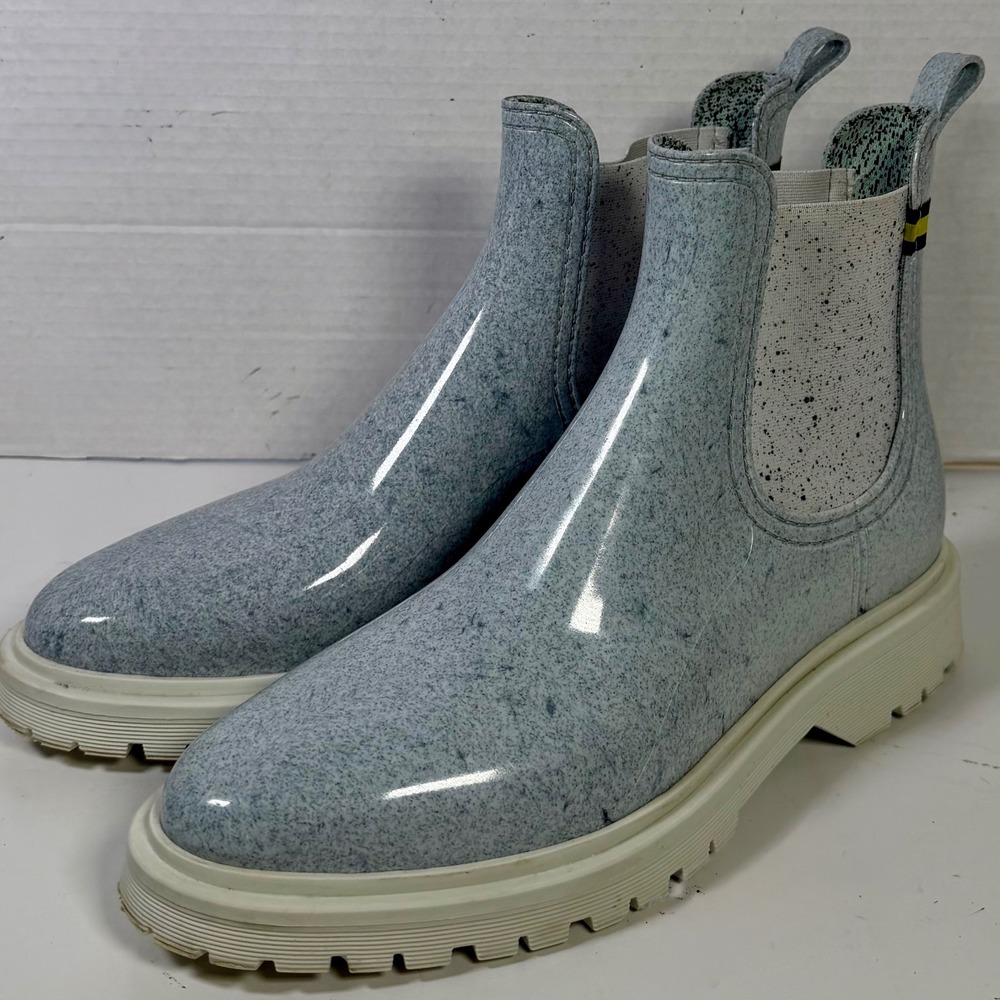 Lemon Jelly Wasteless Act Blue Speckled Recycled Plastic Rain Boots‎ Size 41